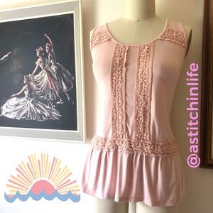 Cable & Gauge Soft Tank Top with Crochet Accents